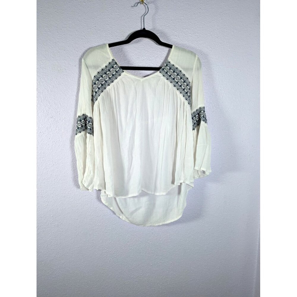 NWOT O'Neill Womens Embroidered Top Boho Peasant Festival Comfort  L